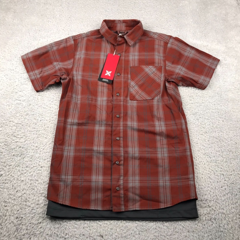 Vertx Guardian Stretch SS Shirt Mens S Mahogany Block Plaid‎ Performance NEW NWT